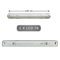 PLAFONIERA STAGNA 1 NEON LED TUBO T8 G13 DA 120 CM PARETE SOFFITTO IP65 T8-120SS