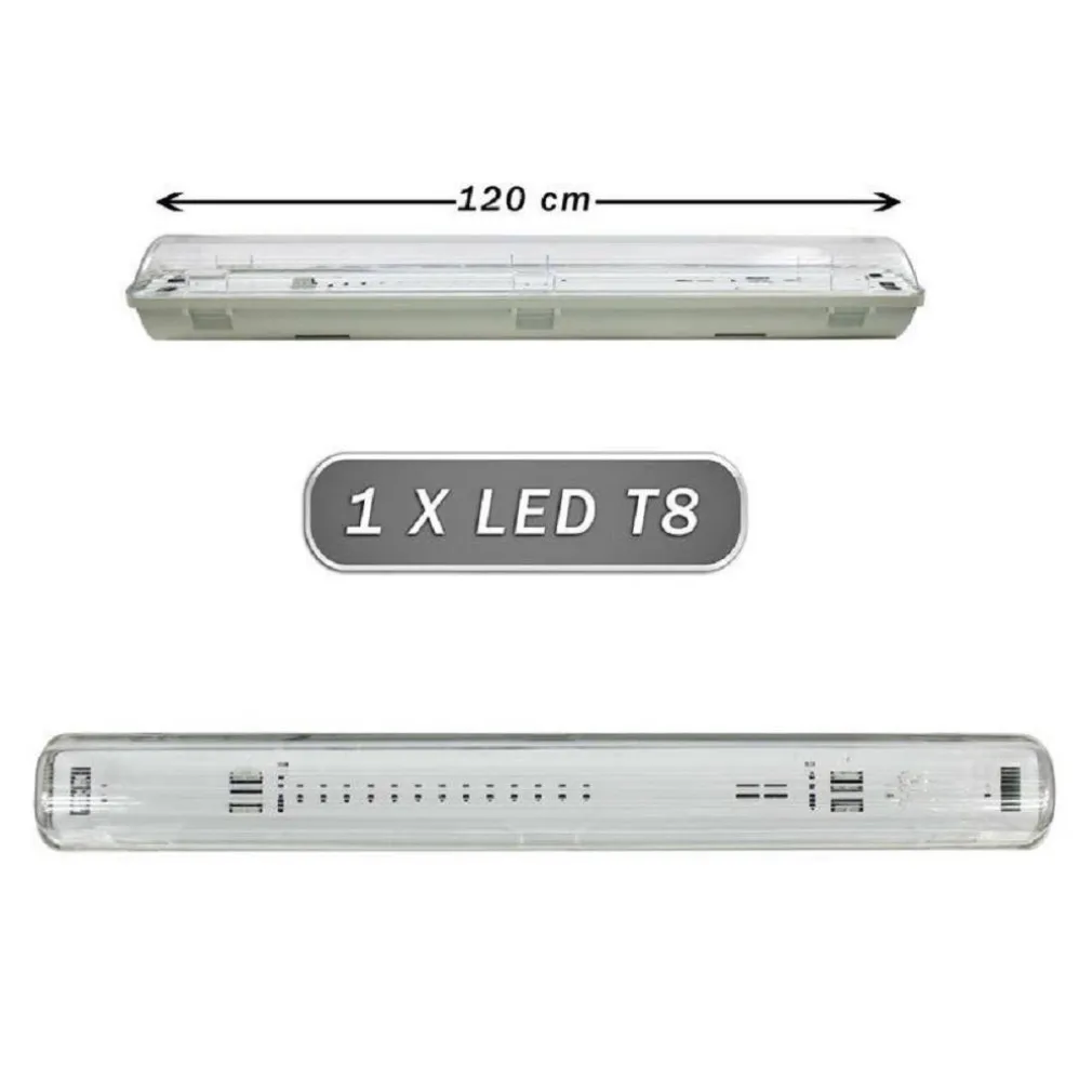 PLAFONIERA STAGNA 1 NEON LED TUBO T8 G13 DA 120 CM PARETE SOFFITTO IP65 T8-120SS