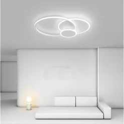 PLAFONIERA TONDA A 3 CERCHI LED A TRIPLA COLORAZIONE DI LUCE 37W ULTRA MODERNO C32-3C