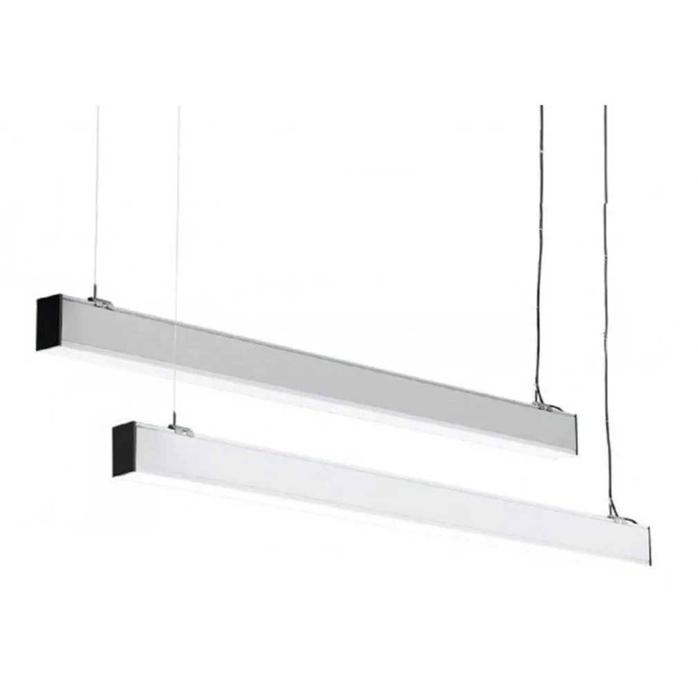 PLAFONIERA 40W 120CM CON CAVI SOSPENSIONE ALLUMINIO SILVER ILLUMINAZIONE LUCE 4000K 00657