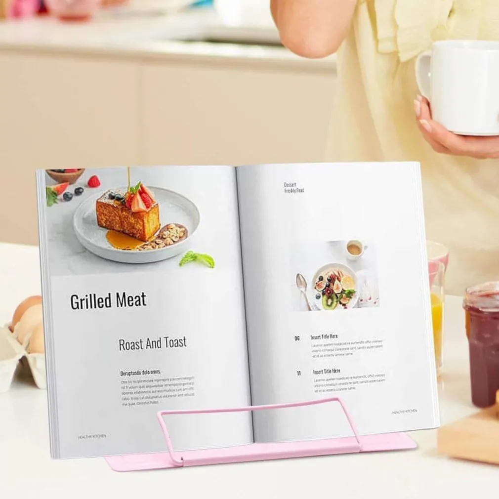 POGGIA LIBRI PIEGHEVOLE ESPOSITORE IN METALLO PORTA DOCUMENTI REGOLABILE LETTURA