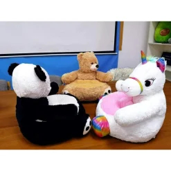 POLTRONA DIVANO PER BAMBINI SEDIA IN MORBIDO PELUCHE ANIMALE VARI SOGGETTI