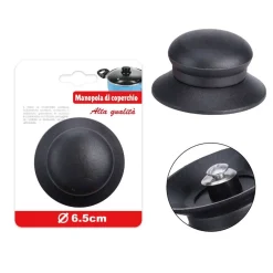 POMELLO MANOPOLA DI RICAMBIO PER COPERCHIO ANTISCOTTO ANTISCIVOLO Ø6.5 CM NERO 607413
