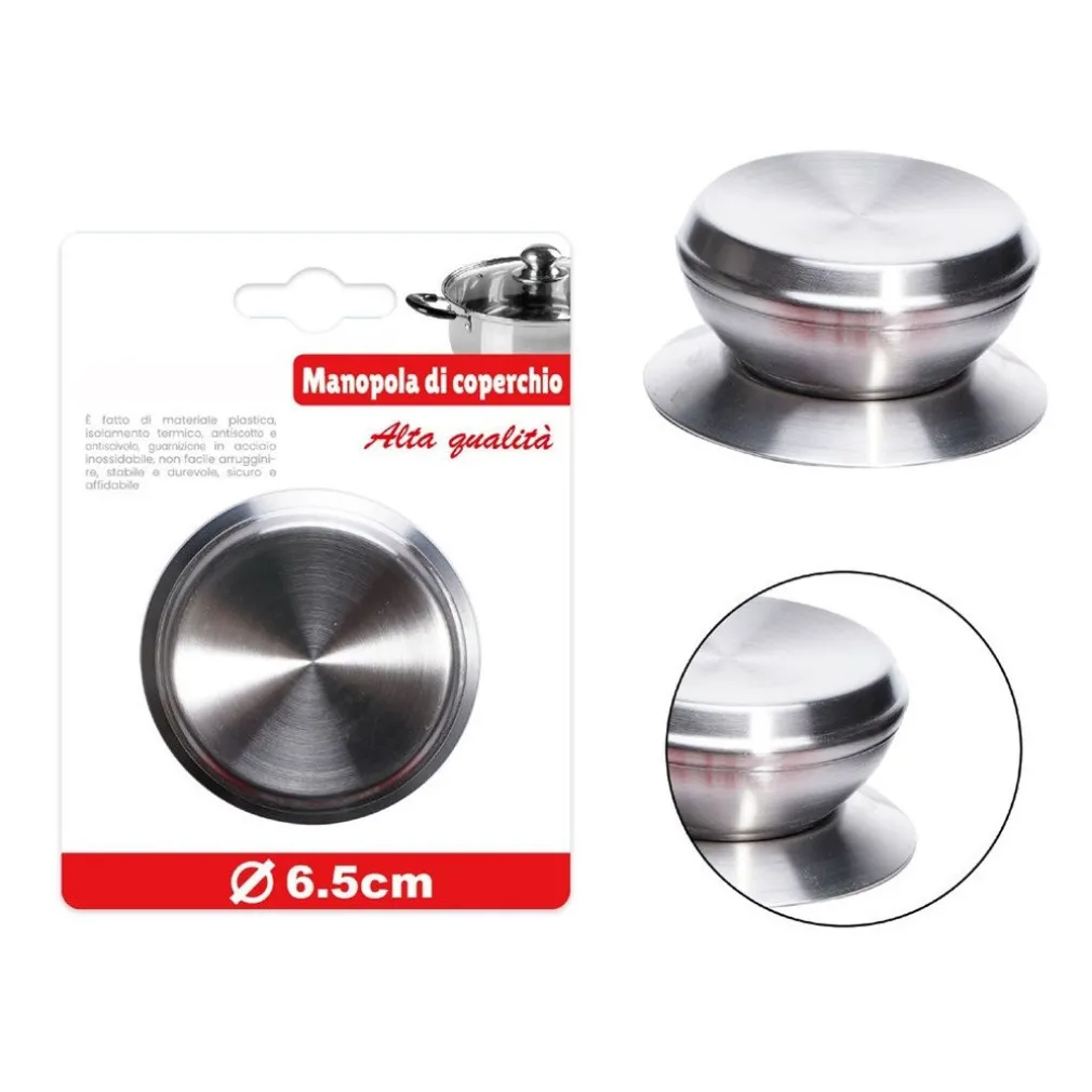 POMELLO MANOPOLA DI RICAMBIO PER COPERCHIO ISOLAMENTO TERMICO Ø6.5 CM ARGENTO 607415