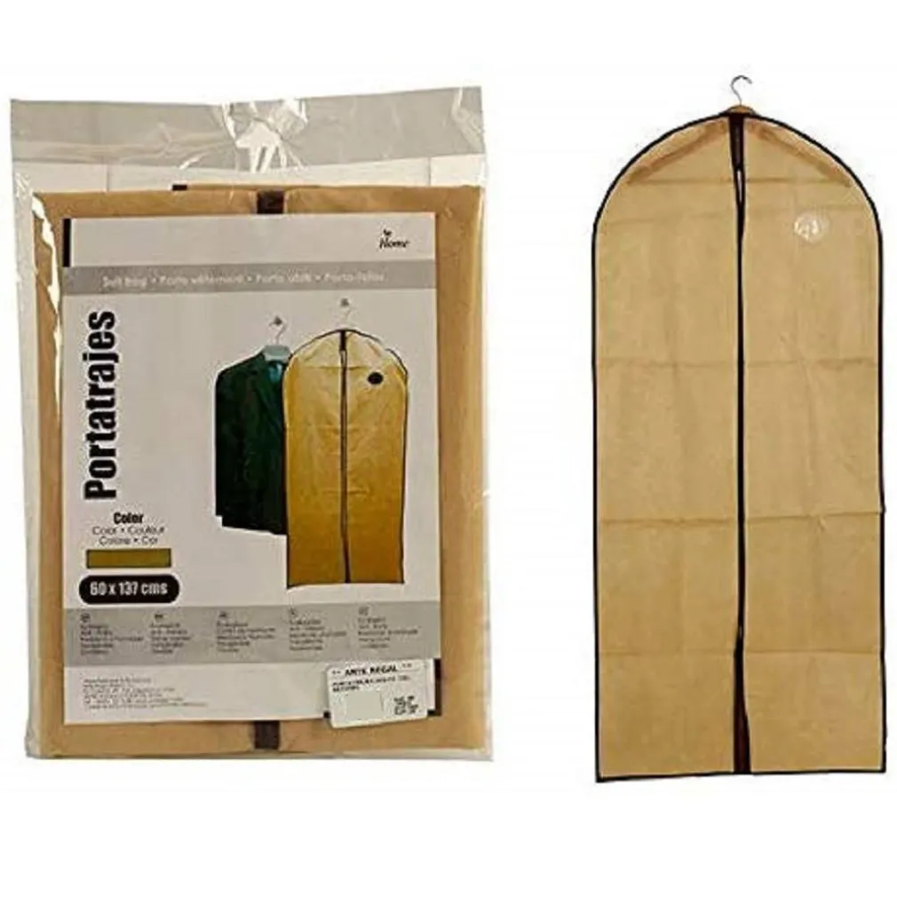 PORTA ABITI VESTITO 137X60CM BEIGE CUSTODIA TESSUTO GUARDAROBA ANTIPOLVERE ARMADIO