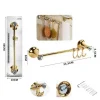 PORTA ASCIUGAMANI 3 GANCI SUPPORTO ARREDO BAGNO CASA CUCINA DORATO ORO DGO-097