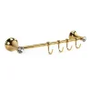 PORTA ASCIUGAMANI 4 GANCI SUPPORTO ARREDO BAGNO CASA CUCINA DORATO ORO DGO-098
