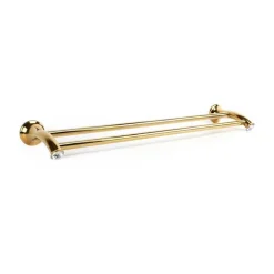 PORTA ASCIUGAMANI A 2 ASTE SUPPORTO ASTA BAGNO DA MURO CASA DORATO ORO DGO-096