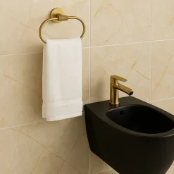 PORTA ASCIUGAMANI AD ANELLO IN ACCIAIO ORO ACCESSORIO DA BAGNO PORTASCIUGAMANO 87932