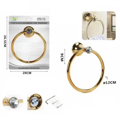 PORTA ASCIUGAMANI BAGNO PARETE ANELLO ORO DORATO SUPPORTO ARREDO BAGNO DGO-114