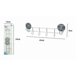 PORTA ASCIUGAMANI CON 4 GANCI MONTAGGIO A PARETE CON BIADESIVO BAGNO CASA 79847