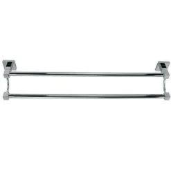 PORTA ASCIUGAMANI DOPPIO IN ACCIAIO BAGNO FISSAGGIO A PARETE 60CM SQUARE 59192