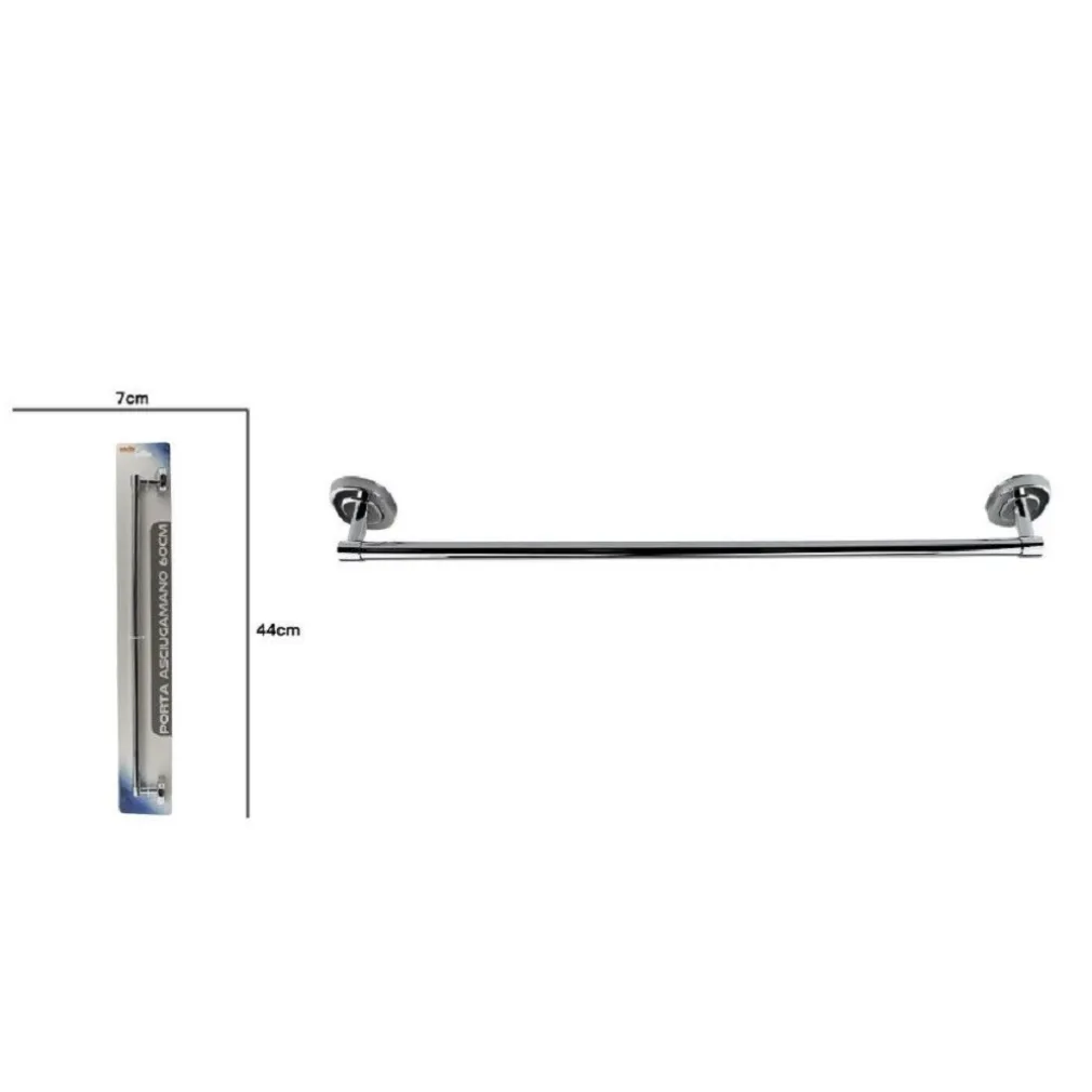 PORTA ASCIUGAMANI IN ACCIAIO A PARETE BAGNO FISSAGGIO CON VITI COLLA 40CM 69195