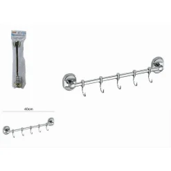 PORTA ASCIUGAMANI MANIGLIA APPENDINO 5 GANCI FISSAGGIO A PARETE BAGNO OVAL 52006