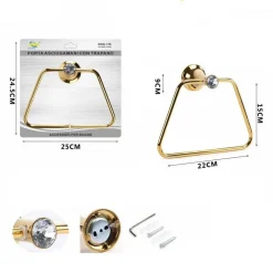 PORTA ASCIUGAMANI PER BAGNO A MURO PARETE SALVIETTE DORATO SUPPORTO ARREDO BAGNO