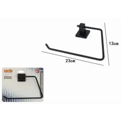 PORTA ASCIUGAMANO AD ANELLO APERTO DA MURO IN ACCIAIO NERO ARREDO DA BAGNO 79983