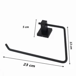 PORTA ASCIUGAMANO AD ANELLO APERTO DA MURO IN ACCIAIO NERO ARREDO DA BAGNO 79983