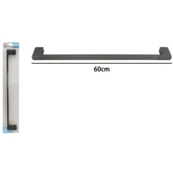 PORTA ASCIUGAMANO LUNGO 60CM A PARETE STILIZZATO ACCIAIO GRIGIO ACCESSORIO BAGNO 87944