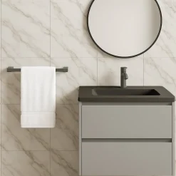 PORTA ASCIUGAMANO LUNGO 60CM A PARETE STILIZZATO ACCIAIO GRIGIO ACCESSORIO BAGNO 87944