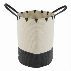 PORTA BIANCHERIA SPORCA CESTO TESSUTO CESTINO BICOLORE CON MANICI 35X45 CM 10665