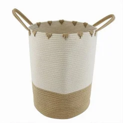 PORTA BIANCHERIA SPORCA CESTO TESSUTO CESTINO BICOLORE CON MANICI 35X45CM 10661