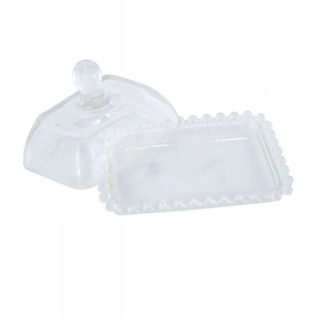 PORTA BURRO RETTANGOLARE IN VETRO TRASPARENTE BURRIERA BOMBONIERA CM 14.5X11