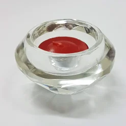 PORTA CANDELA IN VETRO 6201 TONDA TRASPARENTE PORTACANDELA CRISTALLO BOMBONIERA