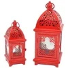 PORTA CANDELA NATALIZIA SET 2 PEZZI TEALIGHT FORMA LAMPADA ROSSO 34CM E 23CM