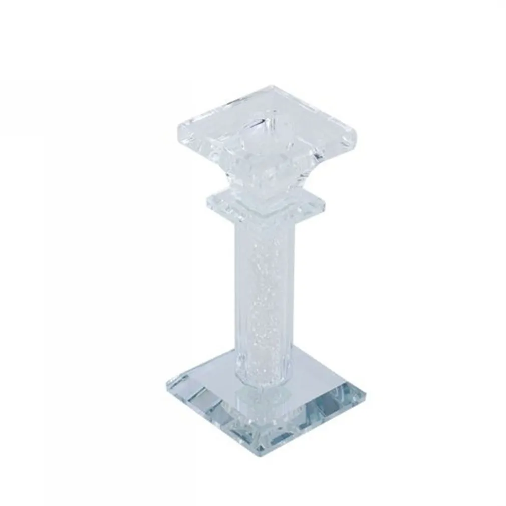 PORTA CANDELA VETRO DIAMANTI CANDELIERE IDEA REGALO BOMBONIERA CRISTALLO 6X6X13