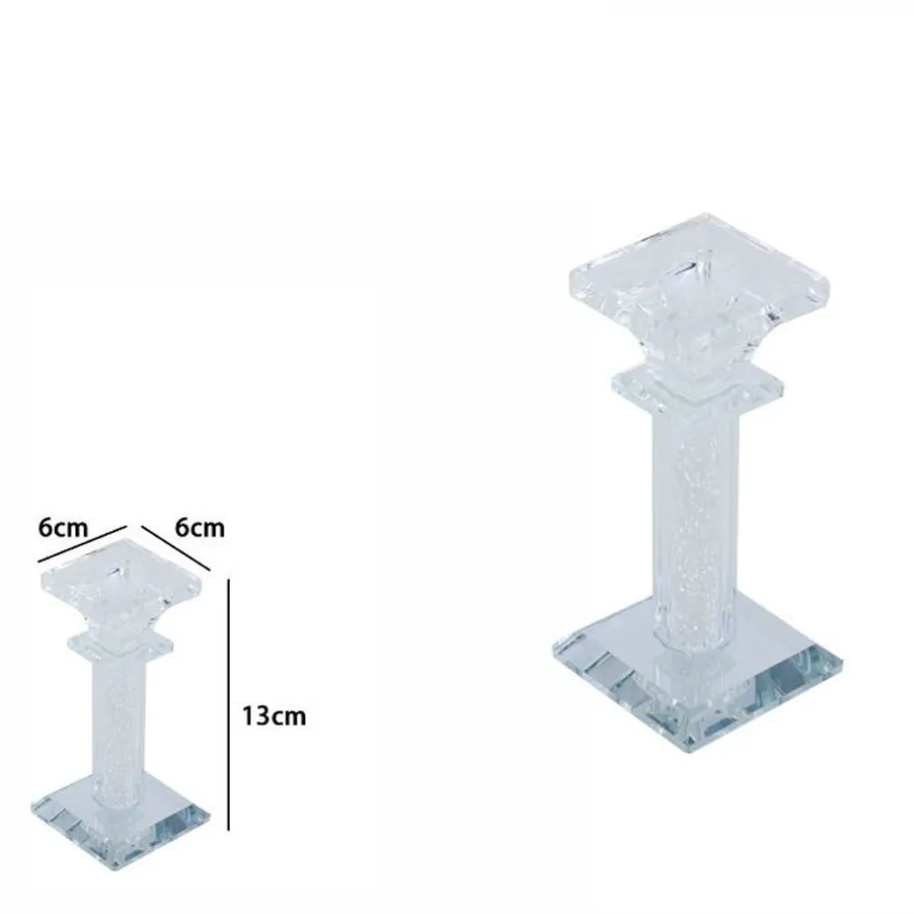PORTA CANDELA VETRO DIAMANTI CANDELIERE IDEA REGALO BOMBONIERA CRISTALLO 6X6X13