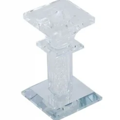 PORTA CANDELA VETRO DIAMANTI CANDELIERE IDEA REGALO BOMBONIERA CRISTALLO 6X6X15.5