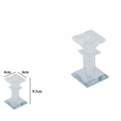 PORTA CANDELA VETRO DIAMANTI CANDELIERE IDEA REGALO BOMBONIERA CRISTALLO 6X6X15.5