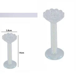 PORTA CANDELA VETRO PERLE CANDELIERE IDEA REGALO BOMBONIERA CRISTALLO 14X5.8 CM