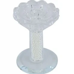 PORTA CANDELA VETRO PERLE CANDELIERE IDEA REGALO BOMBONIERA CRISTALLO 8.5X5.8 CM