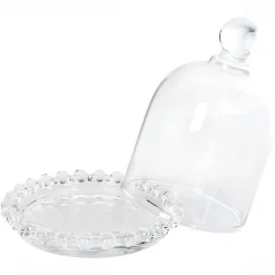 PORTA CARAMELLE PORTA BURRO CON CUPOLA CONFETTI IN VETRO TRASPARENTE BOMBONIERA