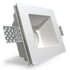 PORTA FARETTO FISSO IN GESSO AD INCASSO PER LAMPADINE GU10 LED QUADRATO 12X12 CM