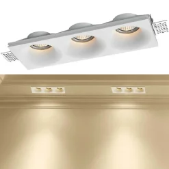 PORTA FARETTO IN GESSO A SCOMPARSA 3 LED FORI DA INCASSO SOFFITTO VERNICIABILE
