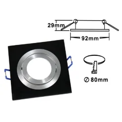 PORTA FARETTO INCASSO FARETTO GU10 QUADRATO ACCIAIO ORIENTABILE PORTALAMPADA P3
