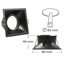PORTA FARETTO INCASSO SUPPORTO FARETTO ORIENTABILE QUADRATO GU10 FORO 82 MM P14
