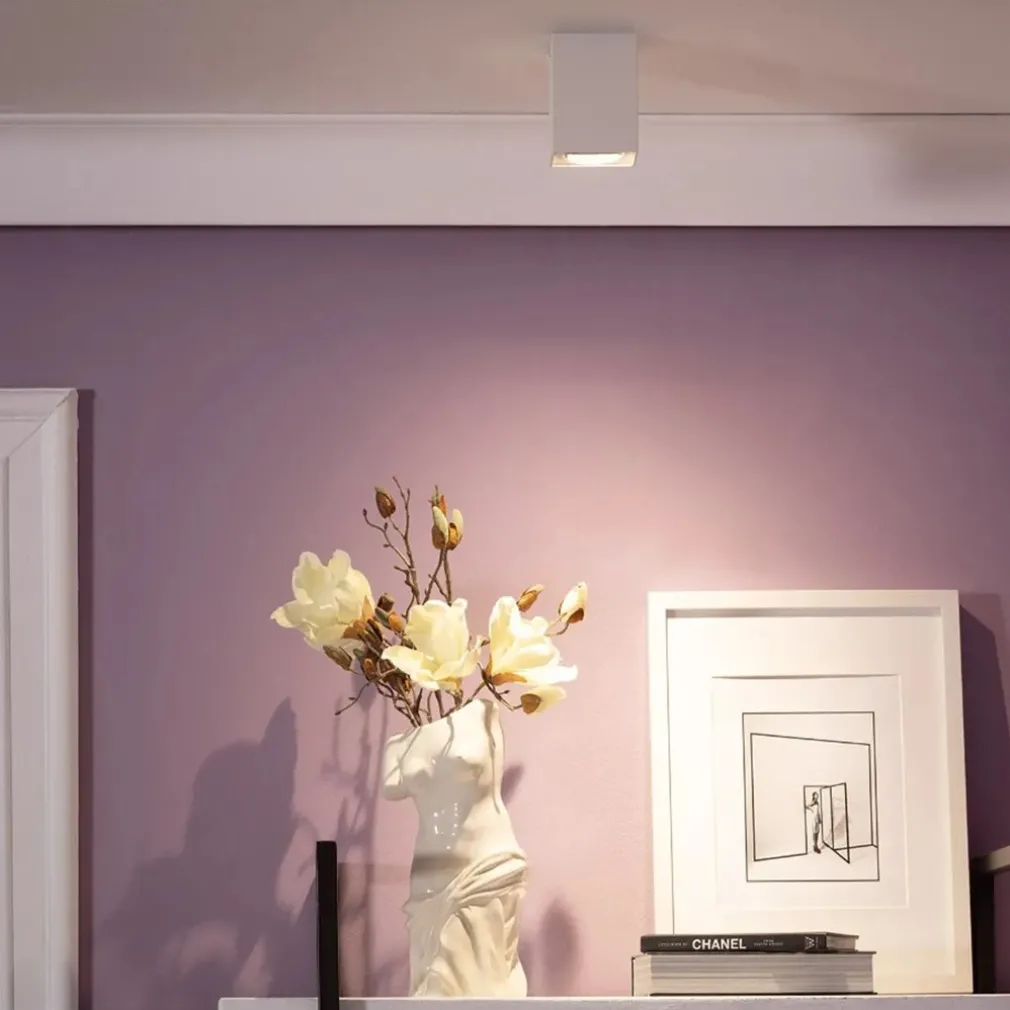 PORTA FARETTO LAMPADA DA SOFFITTO QUADRATO IN GESSO GU10 H110MM IP20 GS-C110-Q