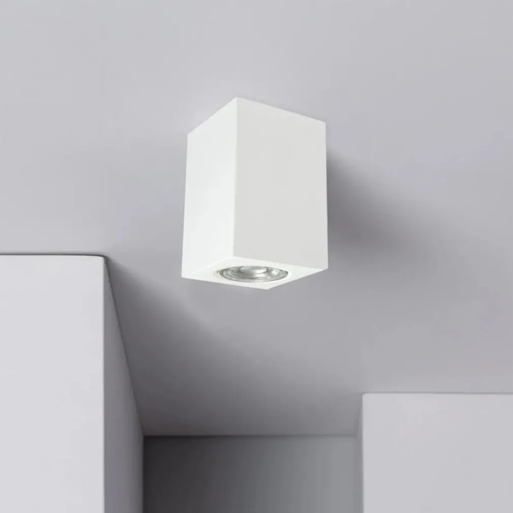 PORTA FARETTO LAMPADA DA SOFFITTO QUADRATO IN GESSO GU10 H110MM IP20 GS-C110-Q