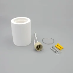 PORTA FARETTO LAMPADA SOFFITTO GU10 CILINDRO IN GESSO H90MM VERNICIABILE GS-C90-T