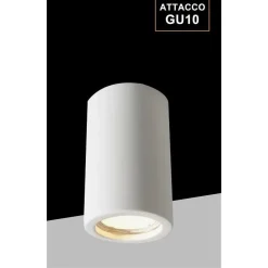 PORTA FARETTO LAMPADA SOFFITTO GU10 CILINDRO GESSO H110MM VERNICIABILE GS-C110-T