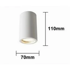 PORTA FARETTO LAMPADA SOFFITTO GU10 CILINDRO GESSO H110MM VERNICIABILE GS-C110-T