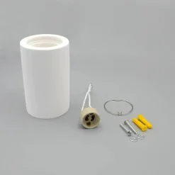 PORTA FARETTO LAMPADA SOFFITTO GU10 CILINDRO GESSO H110MM VERNICIABILE GS-C110-T