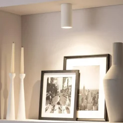 PORTA FARETTO LAMPADA SOFFITTO GU10 CILINDRO GESSO H110MM VERNICIABILE GS-C110-T