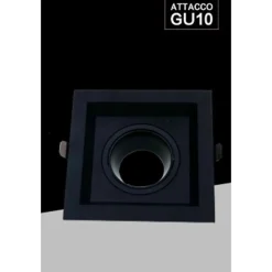 PORTA FARETTO ORIENTABILE DA INCASSO NERO PER LAMPADINE GU10 / GU5.3 P33-GU10-N1