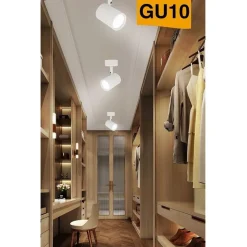 PORTA FARETTO PROIETTORE ORIENTABILE DA SOFFITTO PARETE A CILINDRO GU10 P28-GU10
