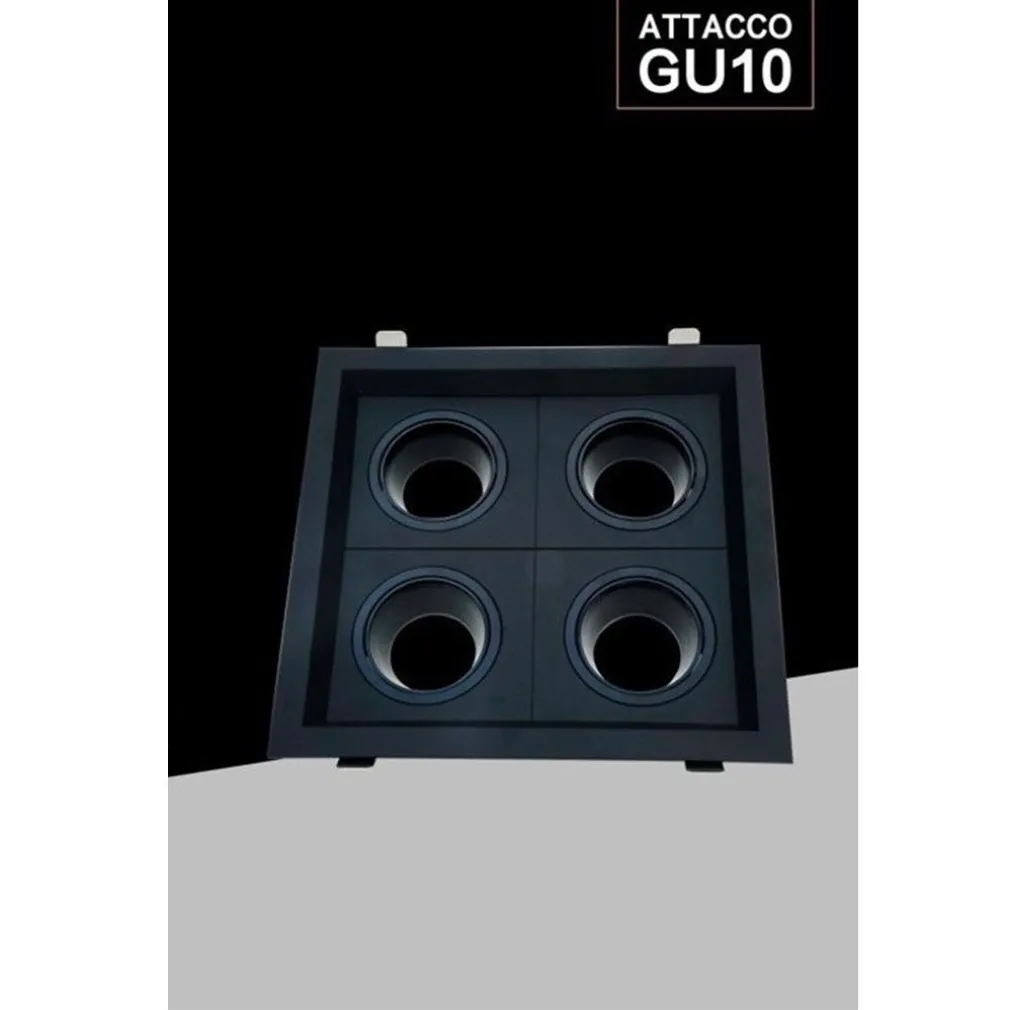 PORTA FARETTO QUADRUPLO ORIENTABILE INCASSO NERO PER LAMPADINE GU10/GU5.3 P33-N4