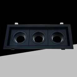 PORTA FARETTO TRIPLO ORIENTABILE AD INCASSO NERO PER LAMPADINE GU10 GU5.3 P33-N3